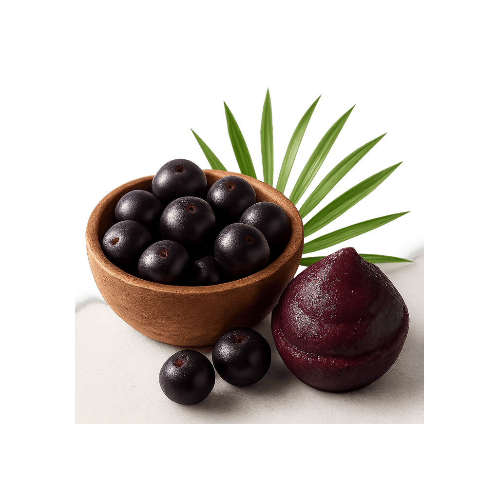 Acai: 70 kcal (293 kJ), Protein 1g, Carbs 4g, Fat 5g per 100g