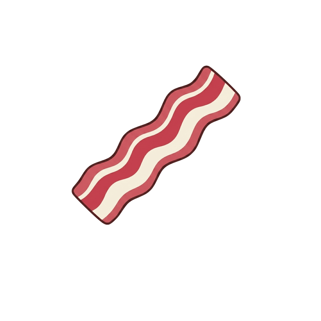 Bacon: 468 kcal (1958 kJ), Protein 33.92g, Carbs 1.7g, Fat 35.09g per 100g