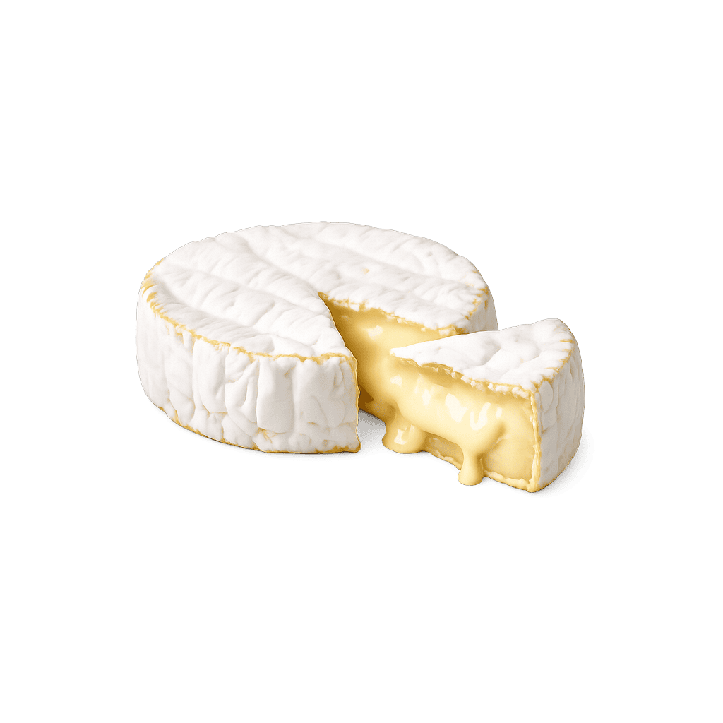 Camembert-juusto: 300 kcal (1255 kJ), Proteiini 19.8g, Hiilihydraatit 0.46g, Rasva 24.26g per 100g