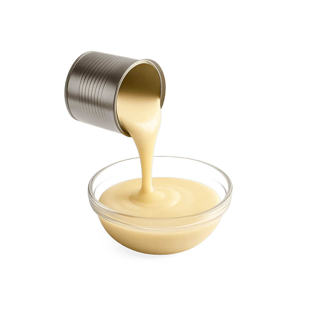 Condensed Milk: 321 kcal (1343 kJ), Protein 7.91g, Carbs 54.4g, Fat 8.7g per 100g