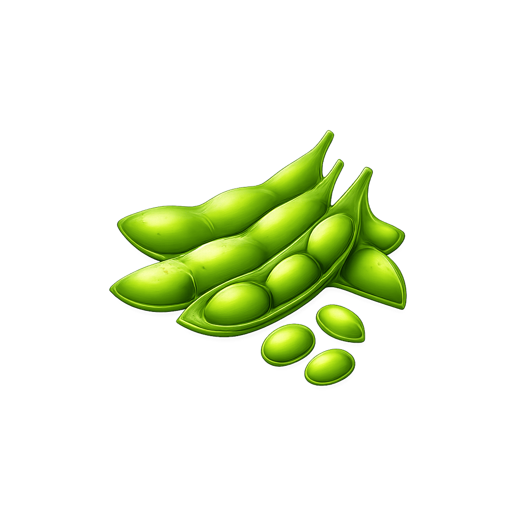 Edamame: 121 kcal (506 kJ), Protein 11.91g, Kulhydrater 8.91g, Fedt 5.2g per 100g