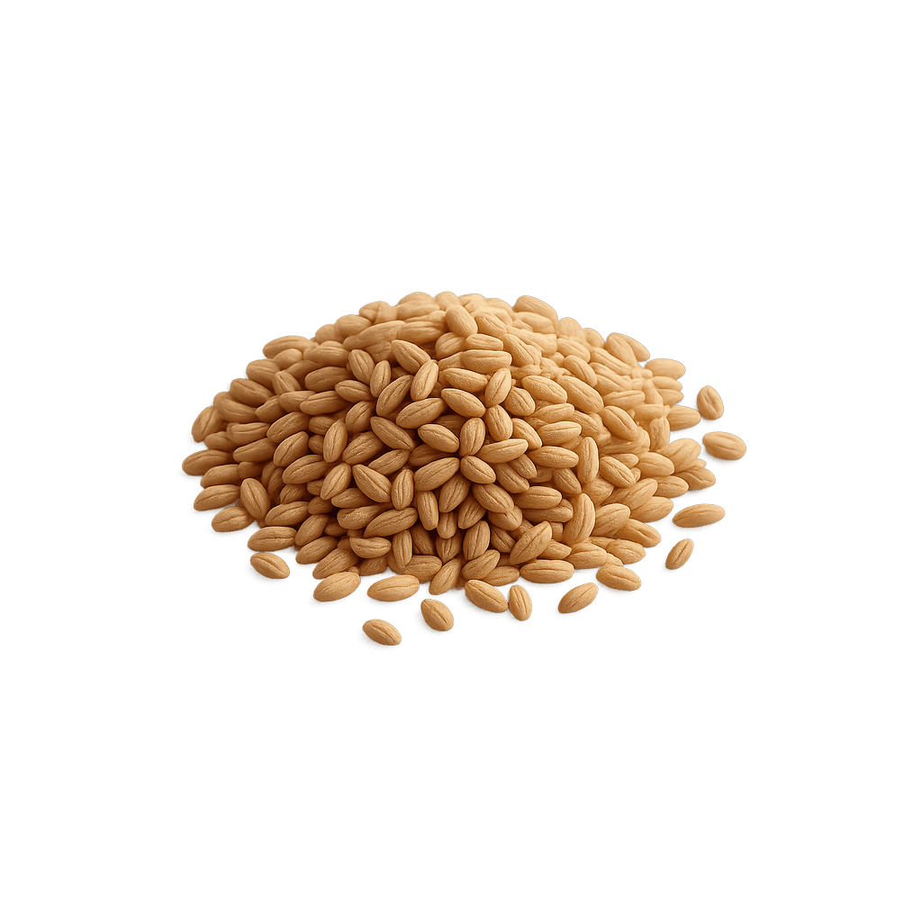 Farro: 367 kcal (1536 kJ), Protein 12.64g, Kohlenhydrate 72.13g, Fett 3.1g pro 100g
