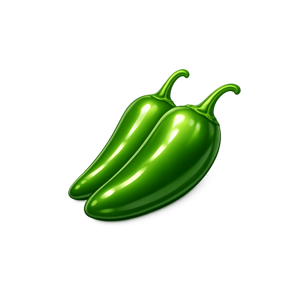 Jalapeño paprika: 29 kcal (121 kJ), Bílkoviny 0.91g, Sacharidy 6.5g, Tuky 0.37g na 100g