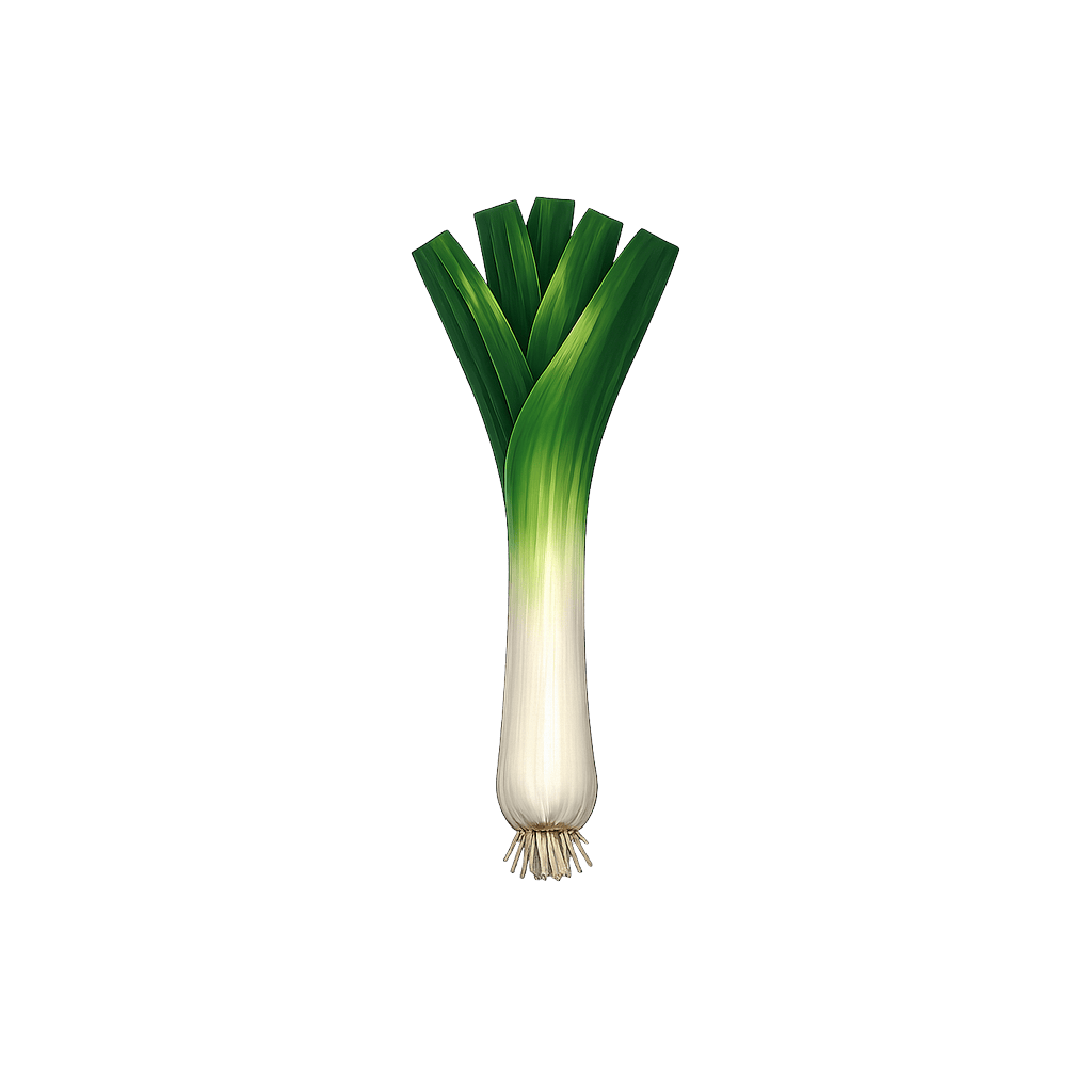 Leek (Raw): 61 kcal (255 kJ), Protein 1.5g, Carbs 14.15g, Fat 0.3g per 100g