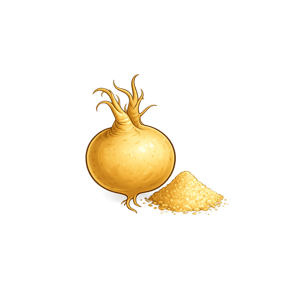 Maca: 333 kcal (1393 kJ), Eiwitten 14g, Koolhydraten 67g, Vet 2g per 100g