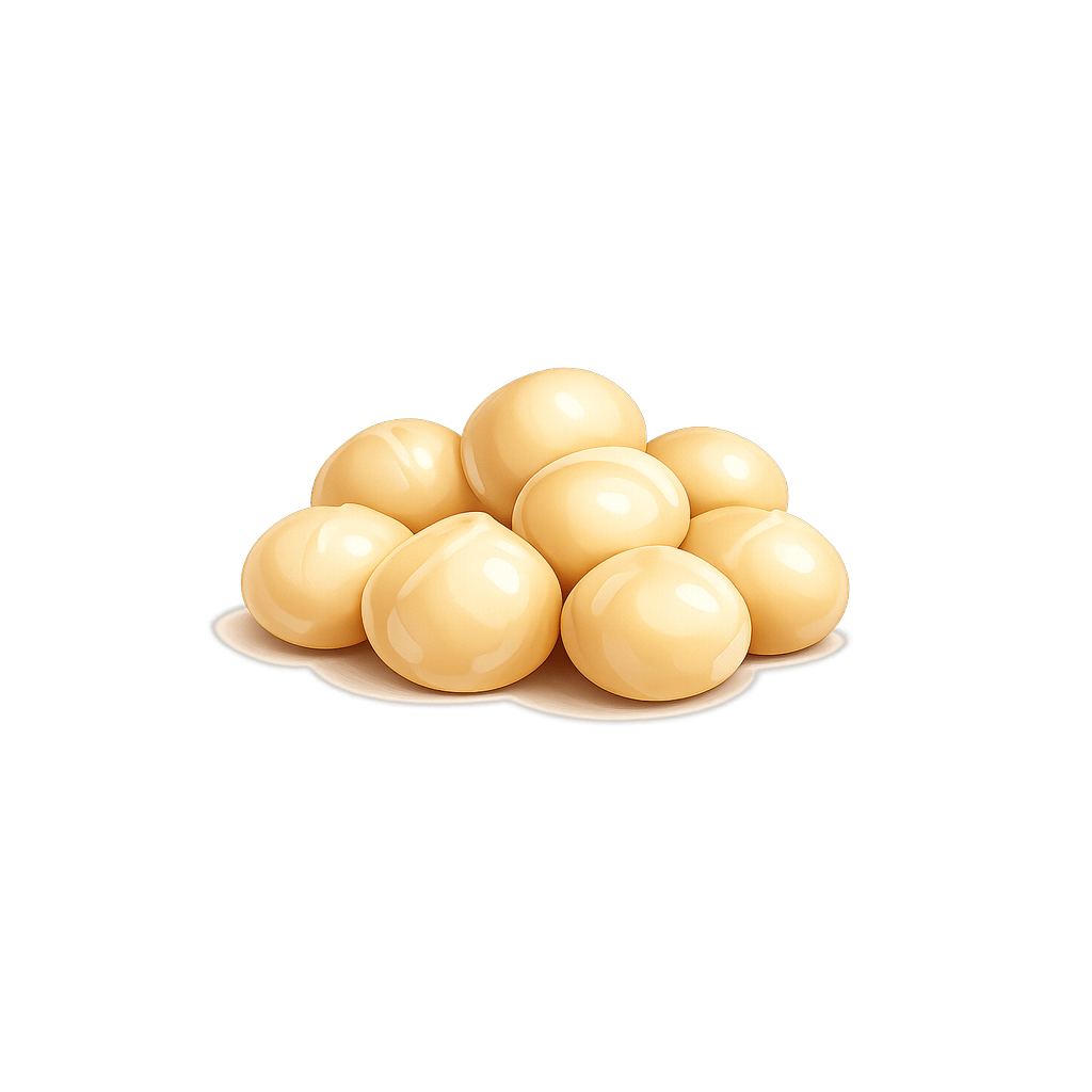 Makadamové orechy: 718 kcal (3004 kJ), Bielkoviny 7.91g, Sacharidy 13.82g, Tuky 75.77g na 100g