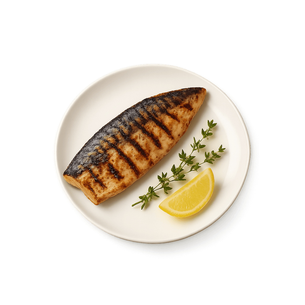 Mackerel: 262 kcal (1096 kJ), Protein 23.85g, Carbs 0g, Fat 17.81g per 100g