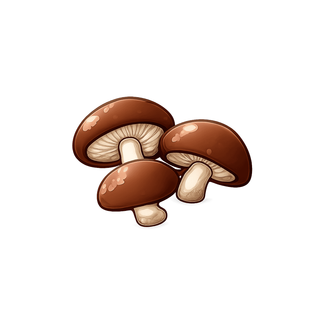 Shiitake:  kcal (0 kJ), Protein g, Kulhydrater g, Fedt g per 100g