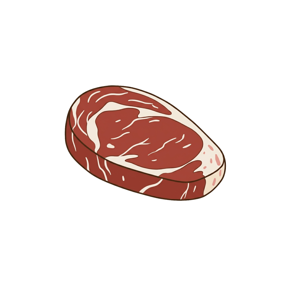 Steak (hovězí): 214 kcal (895 kJ), Bílkoviny 19.92g, Sacharidy 0g, Tuky 14.28g na 100g