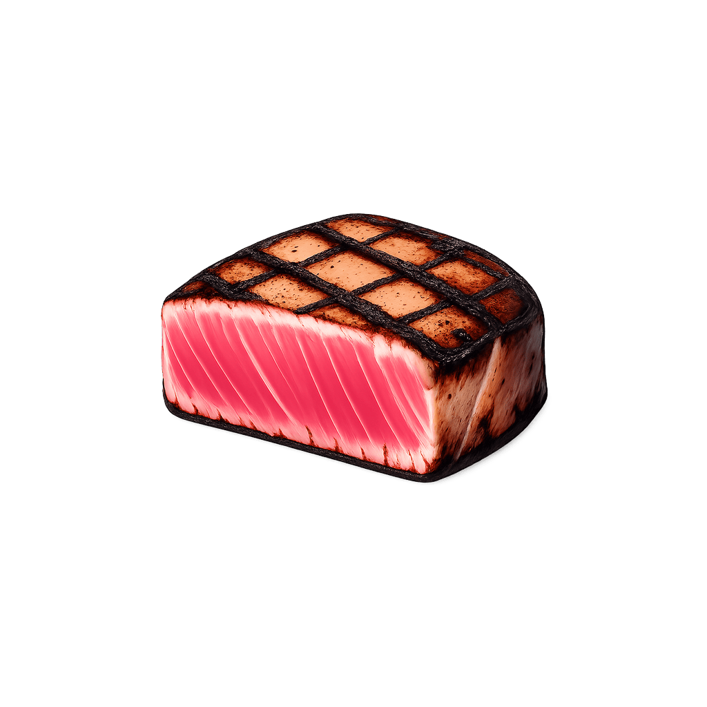 Thunfischsteak (frisch, gebraten): 130 kcal (544 kJ), Protein 29.15g, Kohlenhydrate 0g, Fett 0.59g pro 100g
