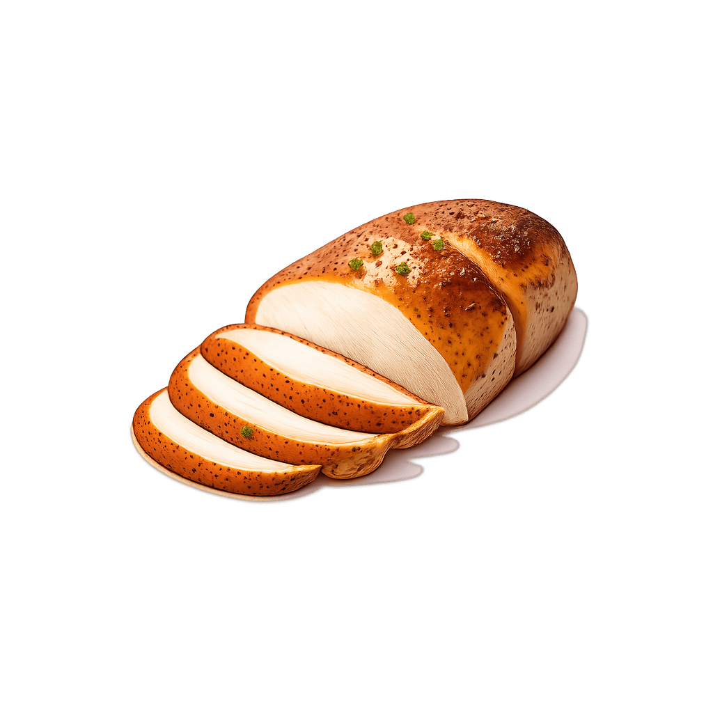 Kalkkunan rinta (paistettu): 136 kcal (569 kJ), Proteiini 29.51g, Hiilihydraatit 0g, Rasva 1.97g per 100g