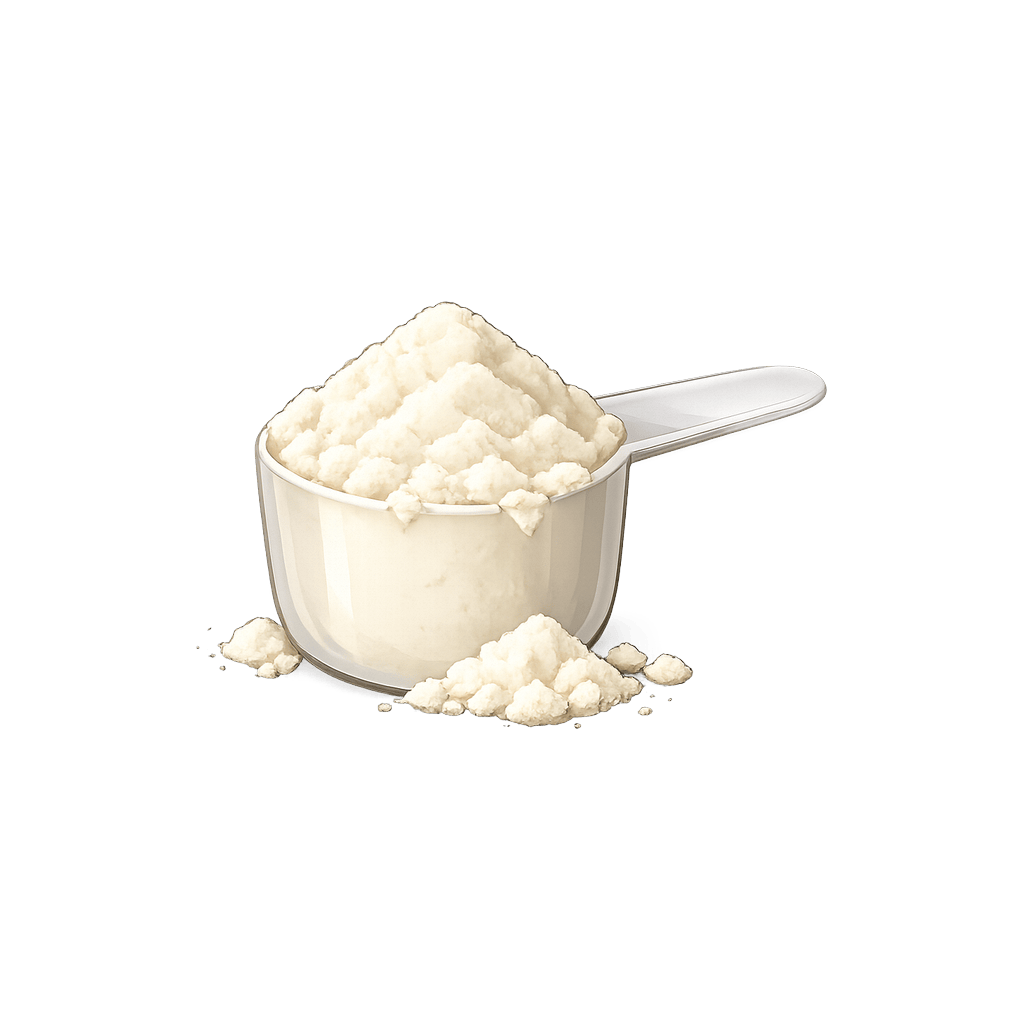 Białko serwatkowe (proszek): 352 kcal (1473 kJ), Białko 78.13g, Węglowodany 6.25g, Tłuszcz 1.56g na 100g