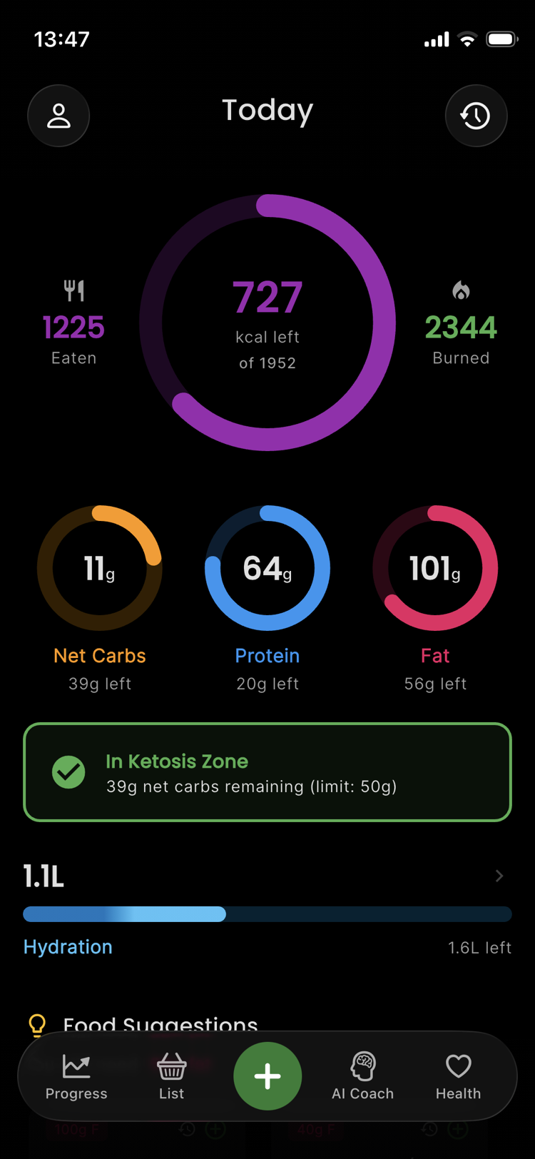 AI Food Coach aplikácia zobrazujúca jedlo na kuchynskej váhe