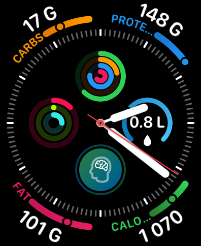 Apple Watch Infograph se 6 komplikacemi AI Food Coach